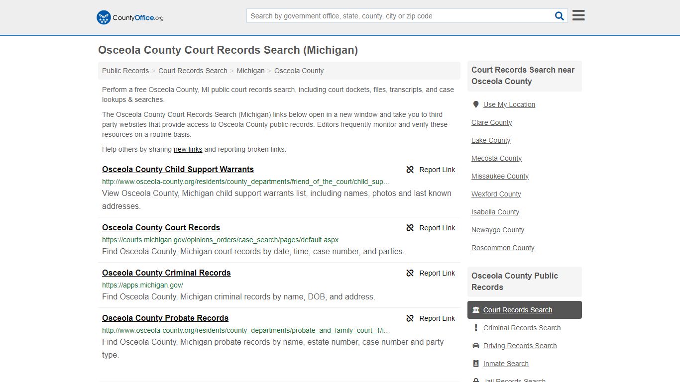 Court Records Search - Osceola County, MI (Adoptions, Criminal, Child ...