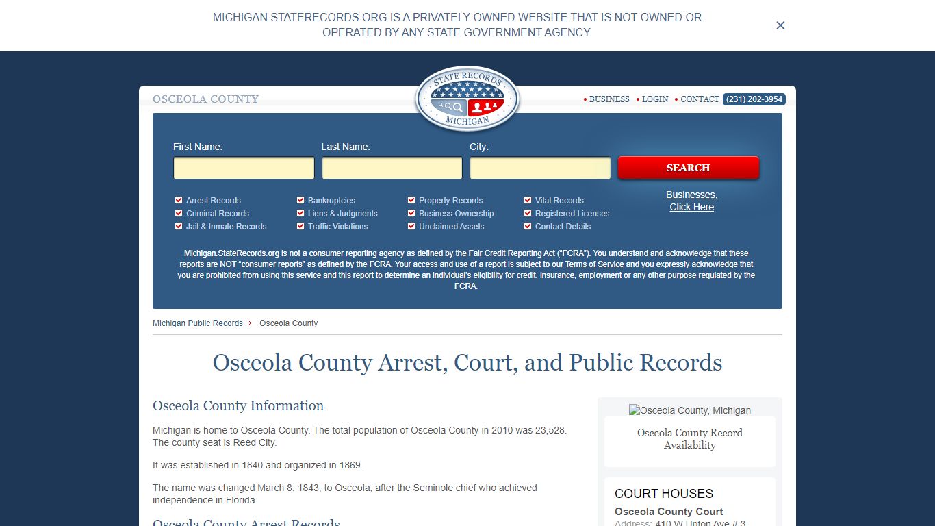 Osceola County Arrest, Court, and Public Records